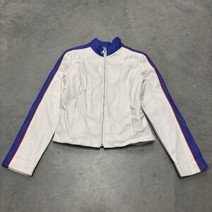 Vintage Generra Full Zip Jacket White Blue Stripe Women's Small